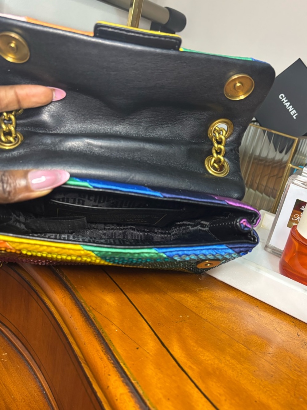 Kurt Geiger Multicolor Crystal-Striped Crossbody Bag - Picture 8 of 11